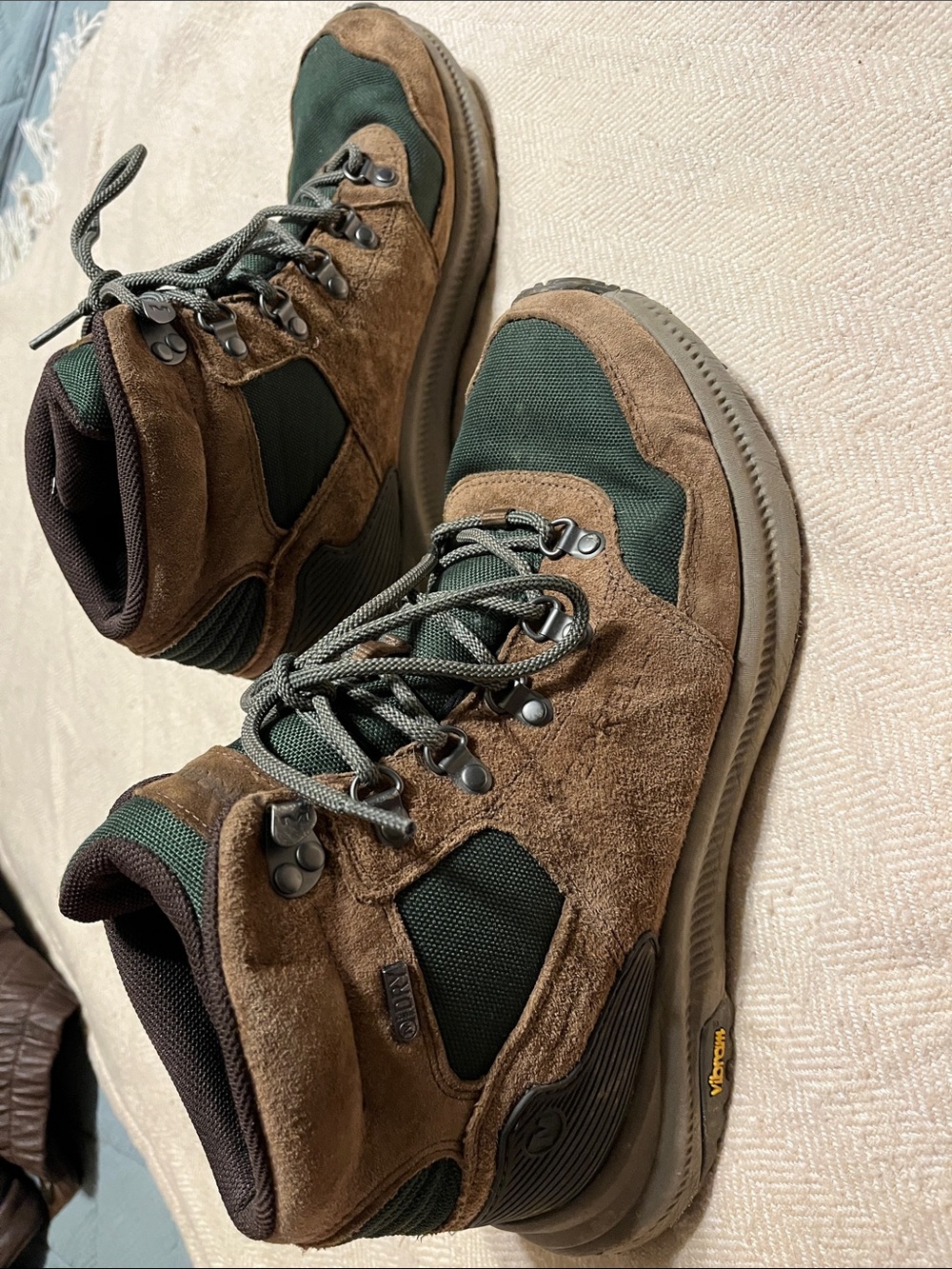 Merrell Brown and Green Suede Hiking Boots